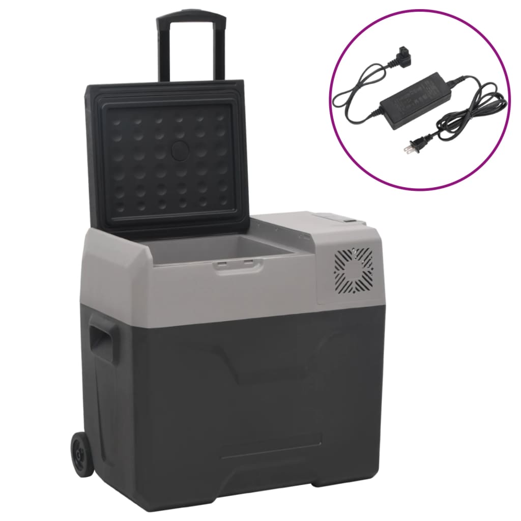 Rataste ja adapteriga jahutuskast, must ja hall, 40 l, PP