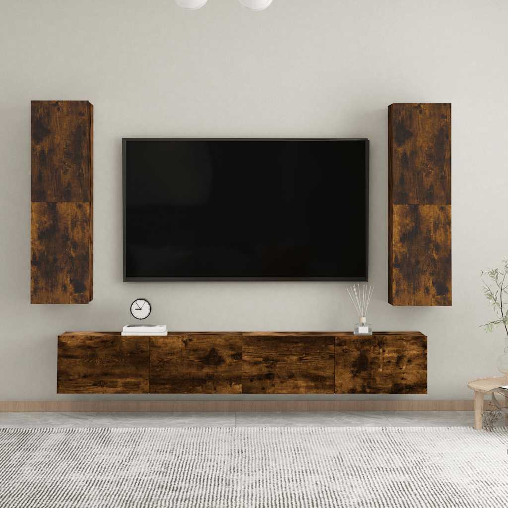 Seinale kinnitatav telerikapp, suitsutatud tamm, 30,5x30x110 cm