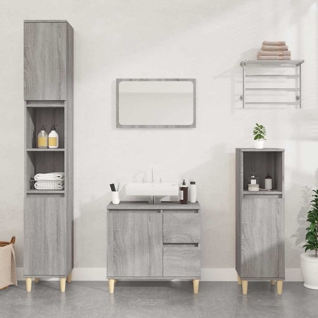 Vannitoakapp, hall Sonoma tamm, 30 x 30 x 190 cm, tehispuit