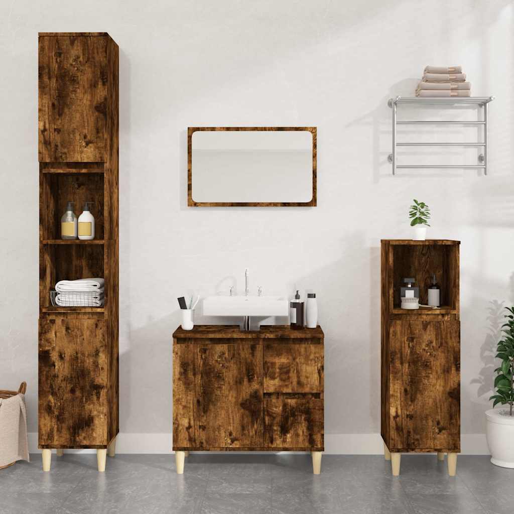 Vannitoakapp, suitsutatud tamm, 65 x 33 x 60 cm, tehispuit