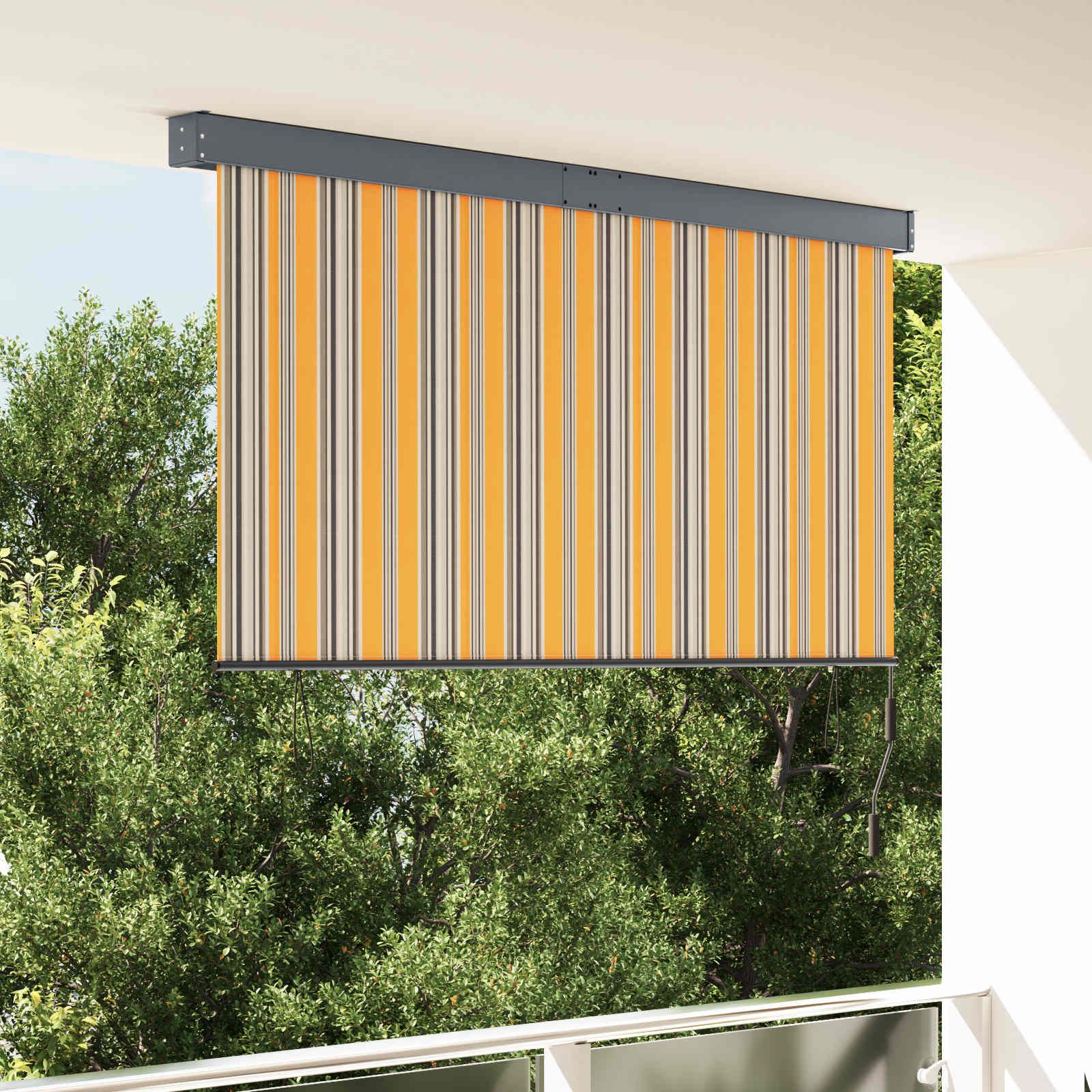 Rulookardin Kollane ja Sinine 180 x 250 cm Kangas ja Alumiinium