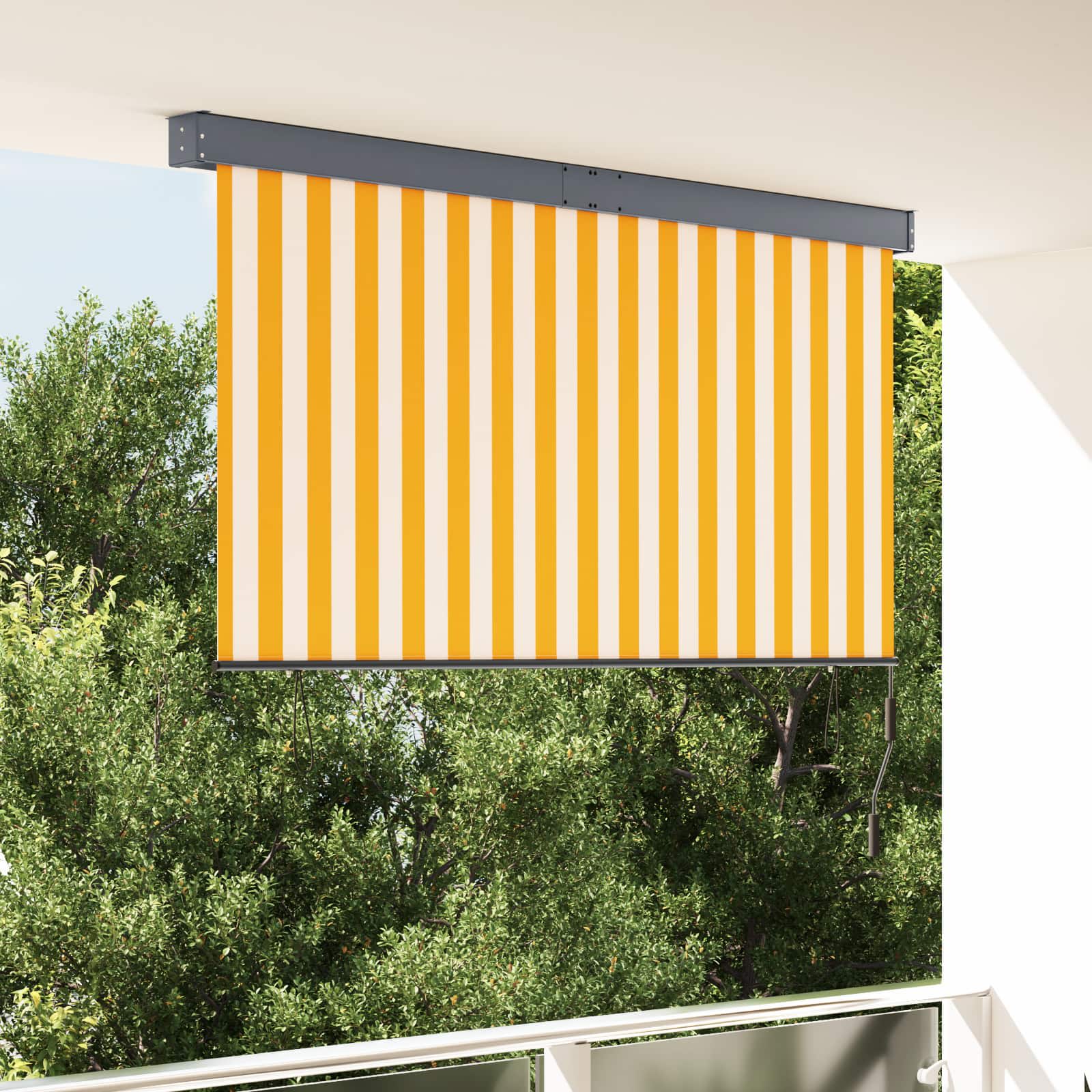 Rulookardin Valge ja Oranž 180 x 250 cm Kangas ja Alumiinium