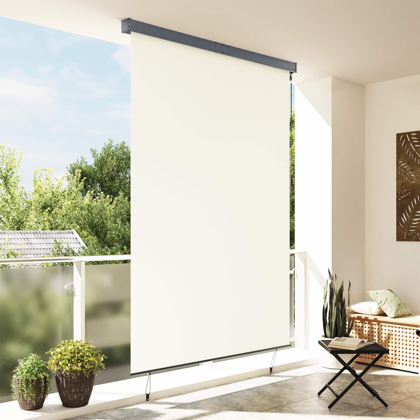 Rulookardin Kreemjas 180 x 250 cm Kangas ja Alumiinium