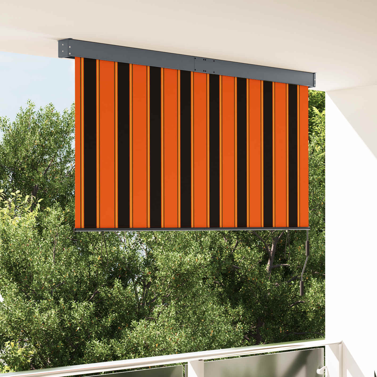 Rulookardin Oranž ja pruun 180 x 250 cm Kangas ja Alumiinium