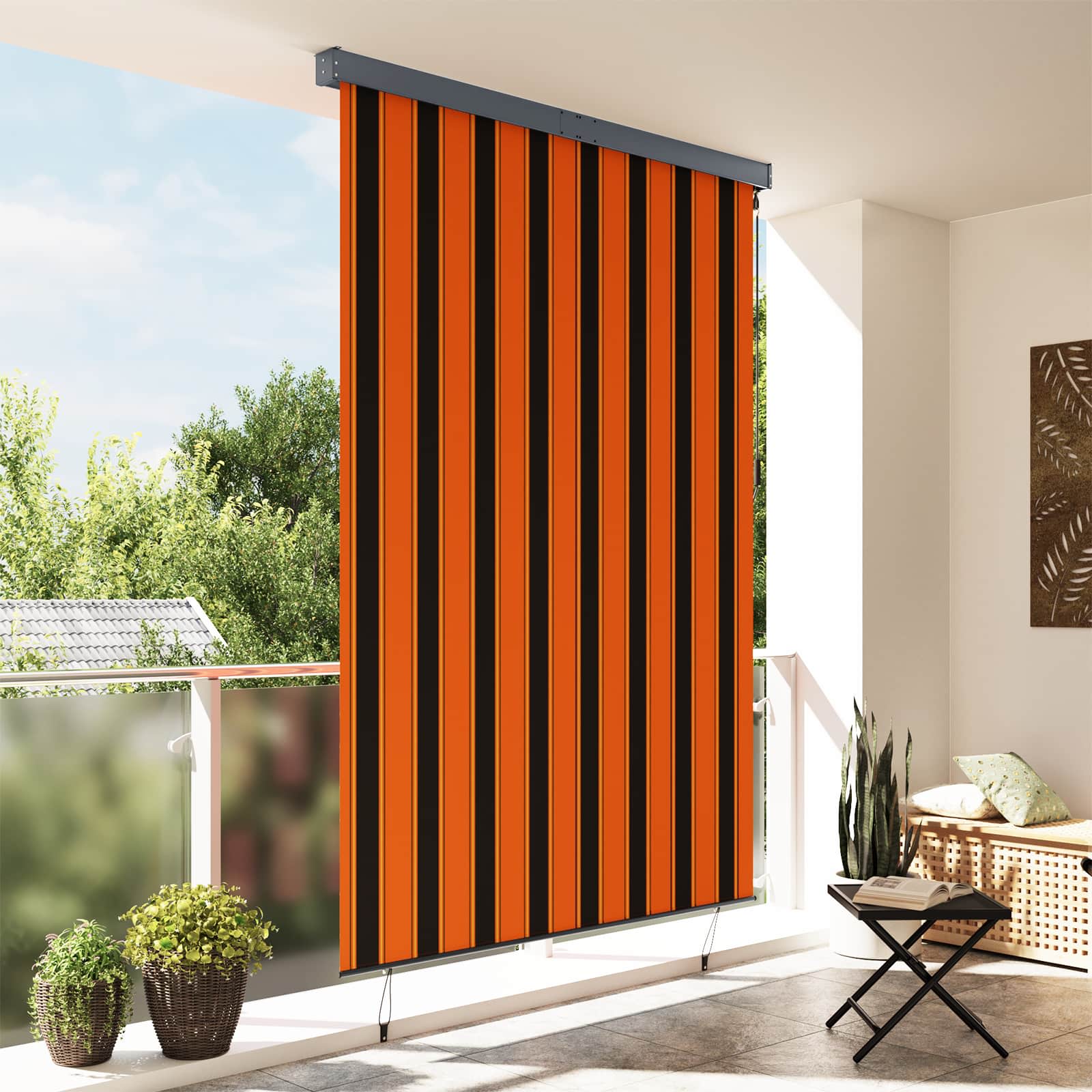 Rulookardin Oranž ja pruun 180 x 250 cm Kangas ja Alumiinium