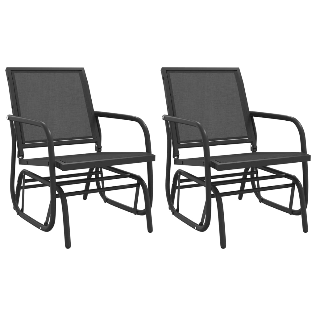 Liuglevad aiatoolid 2 tk, must, 61x76x87 cm, tekstileen/teras