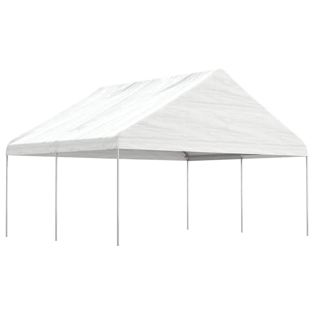 Katusega varjualune, valge, 4,46 x 5,88 x 3,75 m, polüetüleen