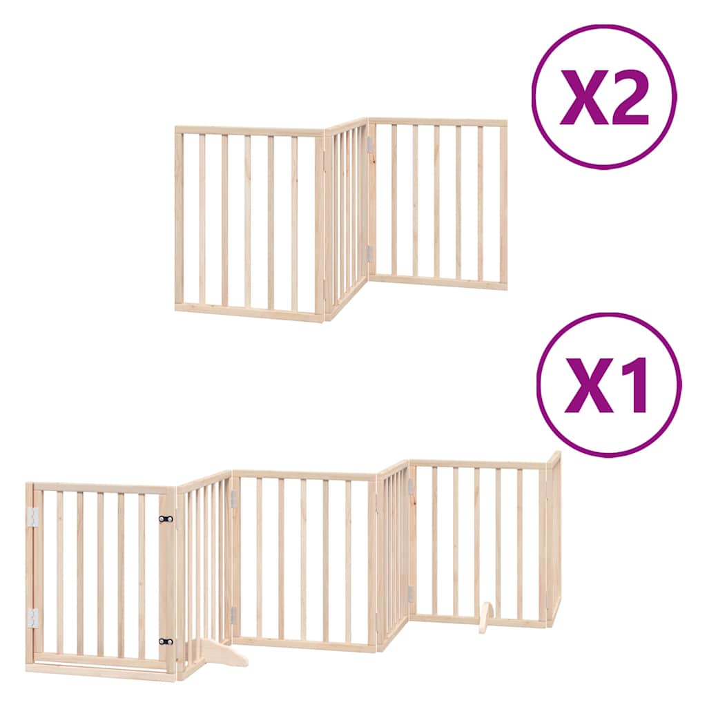 Kokkupandav koeravärav uksega, 12 paneeli, 600 cm, paplipuit