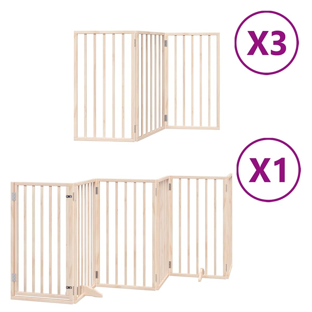 Kokkupandav koeravärav uksega, 15 paneeli, 750 cm, paplipuit