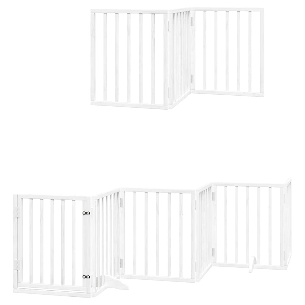 Kokkupandav koeravärav uksega, 12 paneeli, valge 600 cm, pappel