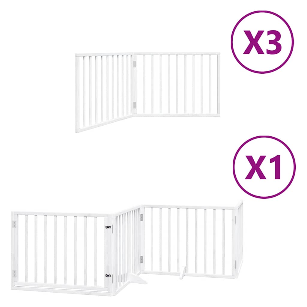 Kokkupandav koeravärav uksega, 10 paneeli, valge 800 cm, pappel