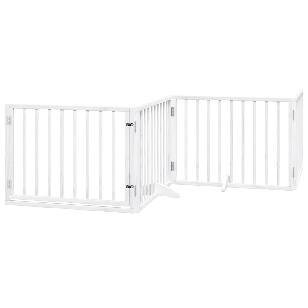 Kokkupandav koeravärav uksega, 12 paneeli, valge 960 cm, pappel