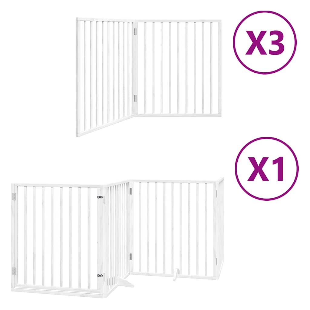 Kokkupandav koeravärav uksega, 10 paneeli, valge 800 cm, pappel