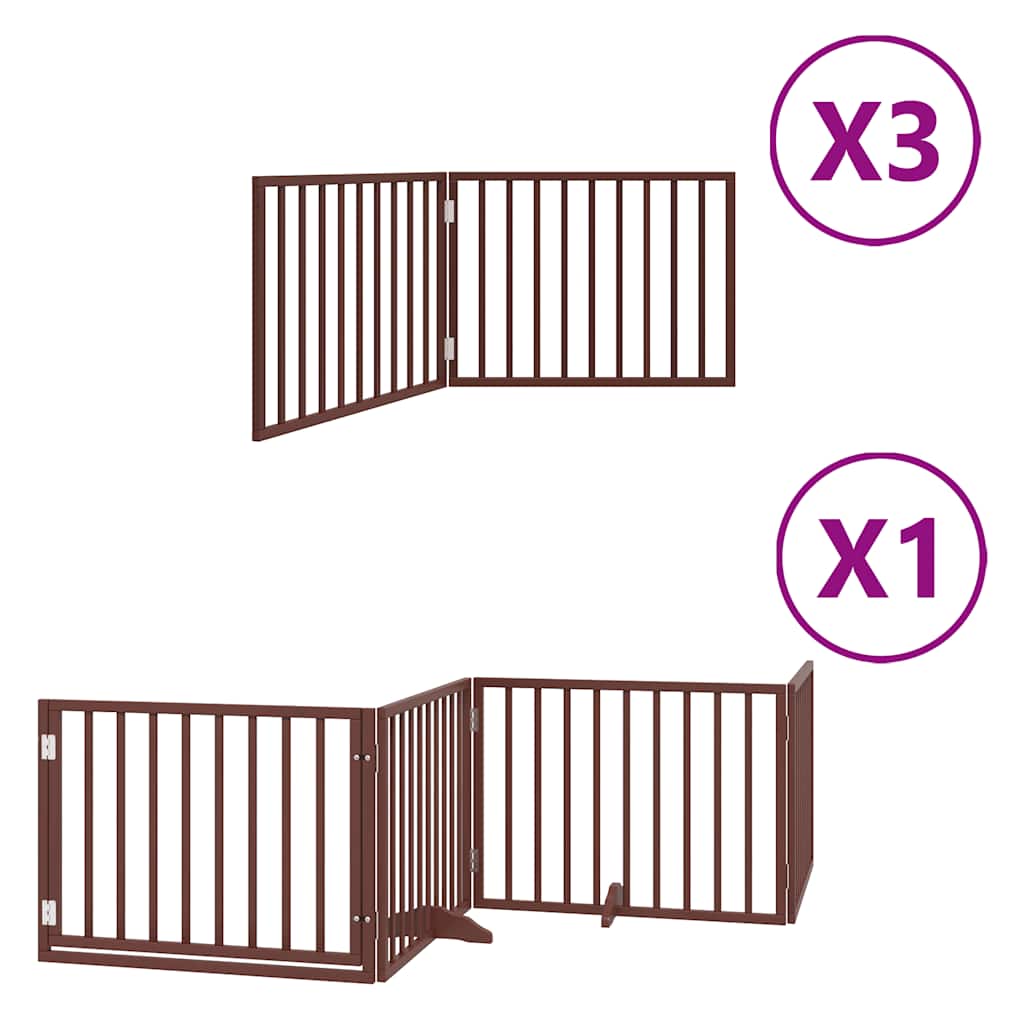 Kokkupandav koeravärav uksega, 10 paneeli, pruun 800 cm, pappel