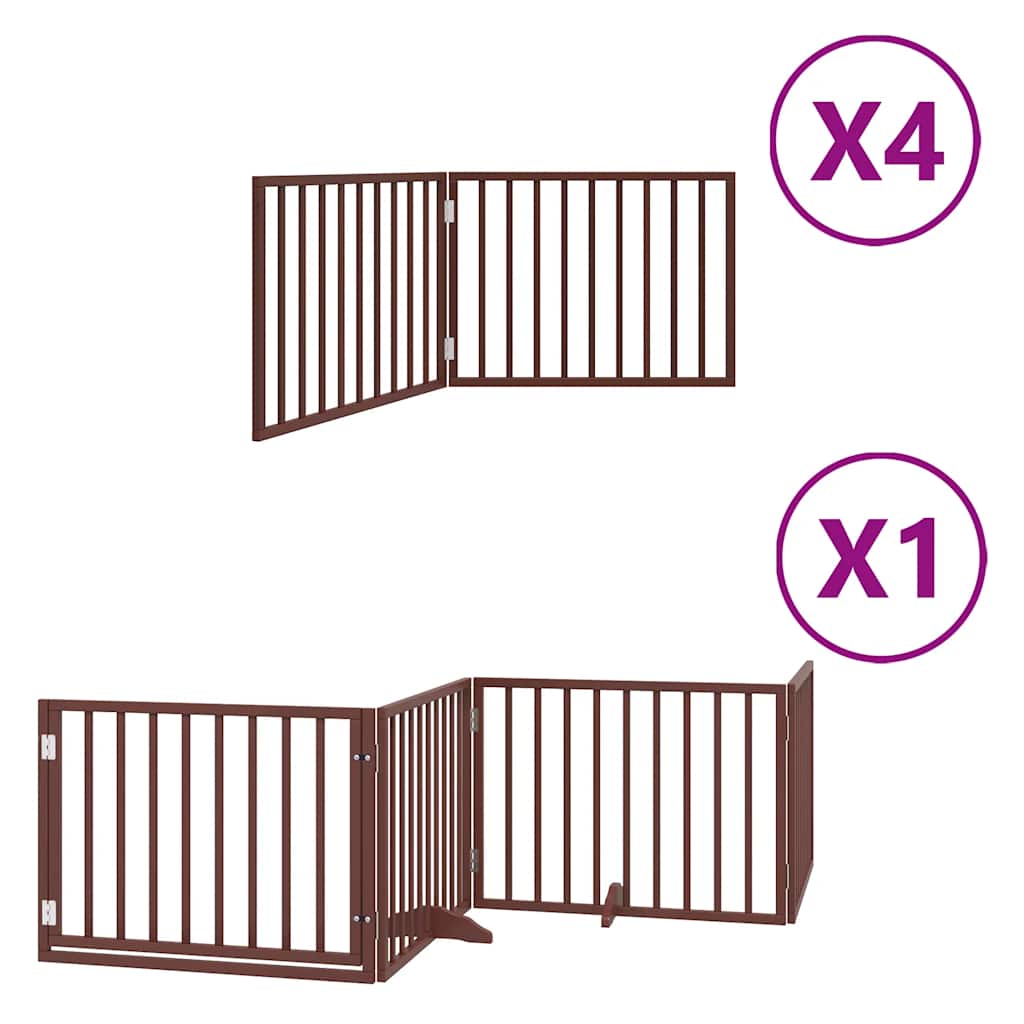 Kokkupandav koeravärav uksega, 12 paneeli, pruun 960 cm, pappel