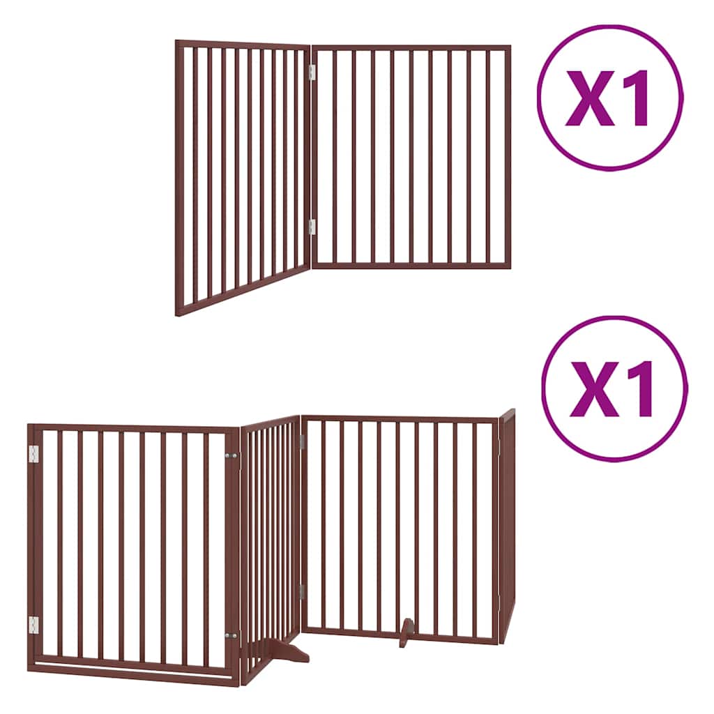 Kokkupandav koeravärav uksega, 6 paneeli, pruun 480 cm, pappel