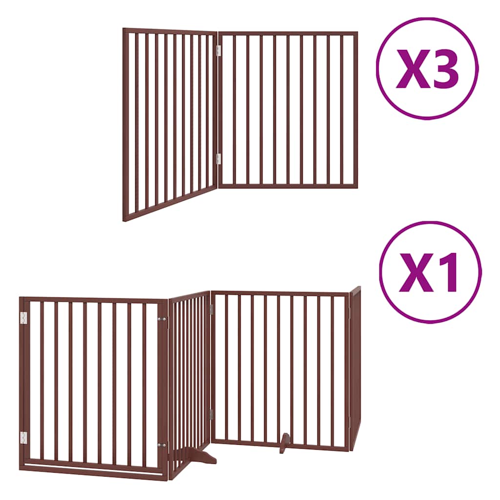 Kokkupandav koeravärav uksega, 10 paneeli, pruun 800 cm, pappel