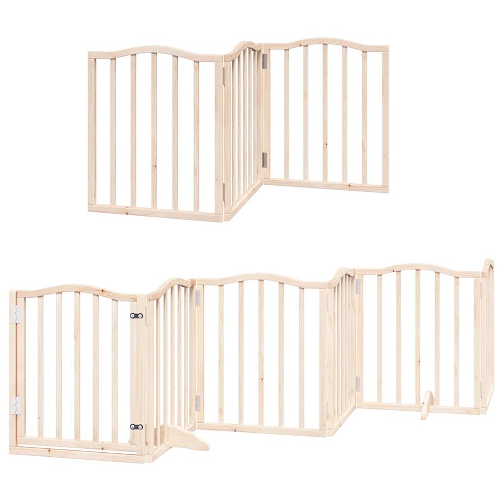 Kokkupandav koeravärav uksega, 9 paneeli, 450 cm, paplipuit