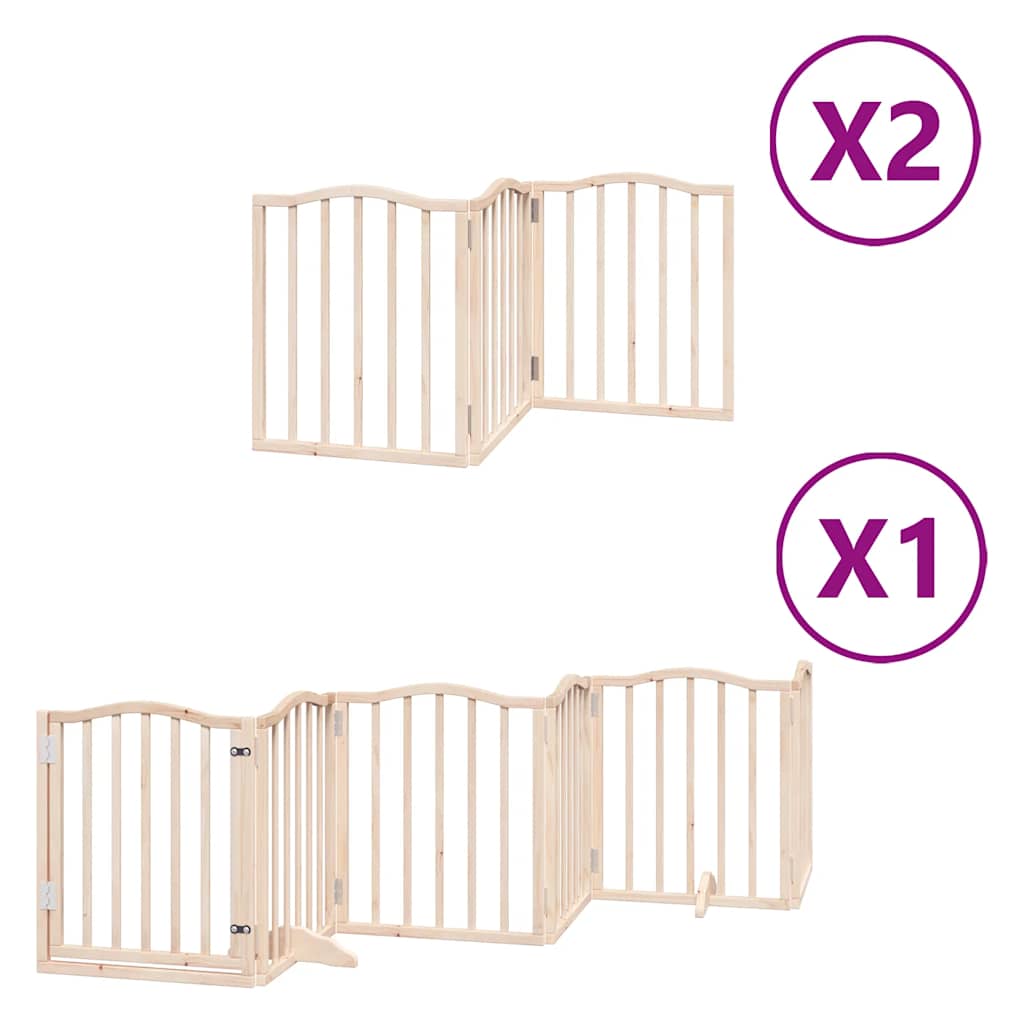 Kokkupandav koeravärav uksega, 12 paneeli, 600 cm, paplipuit