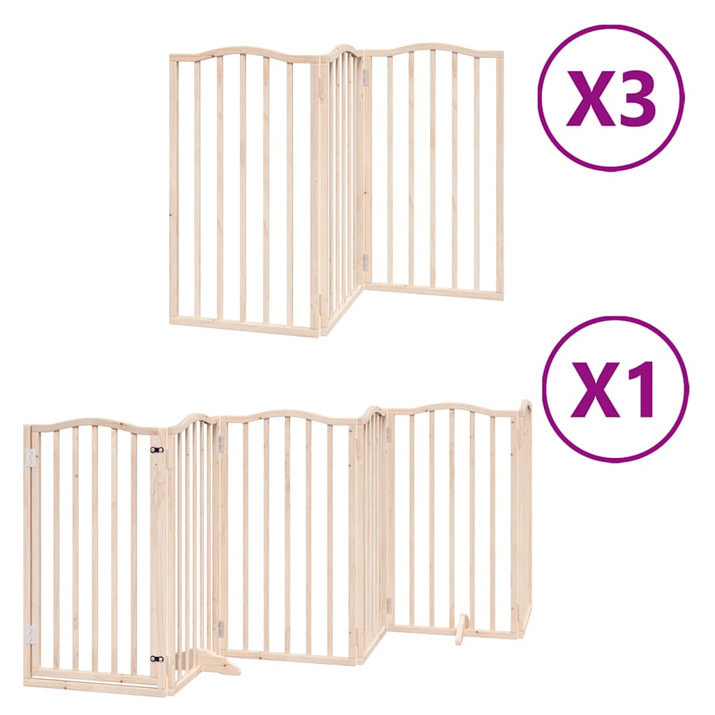 Kokkupandav koeravärav uksega, 15 paneeli, 750 cm, paplipuit