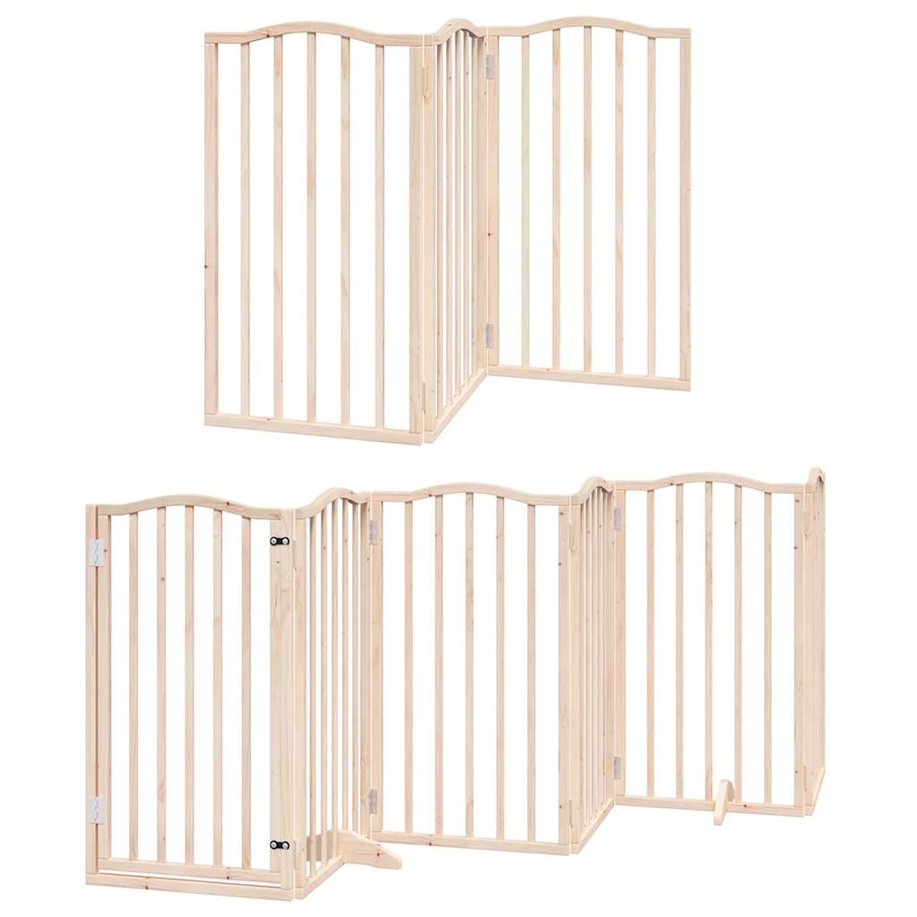 Kokkupandav koeravärav uksega, 15 paneeli, 750 cm, paplipuit
