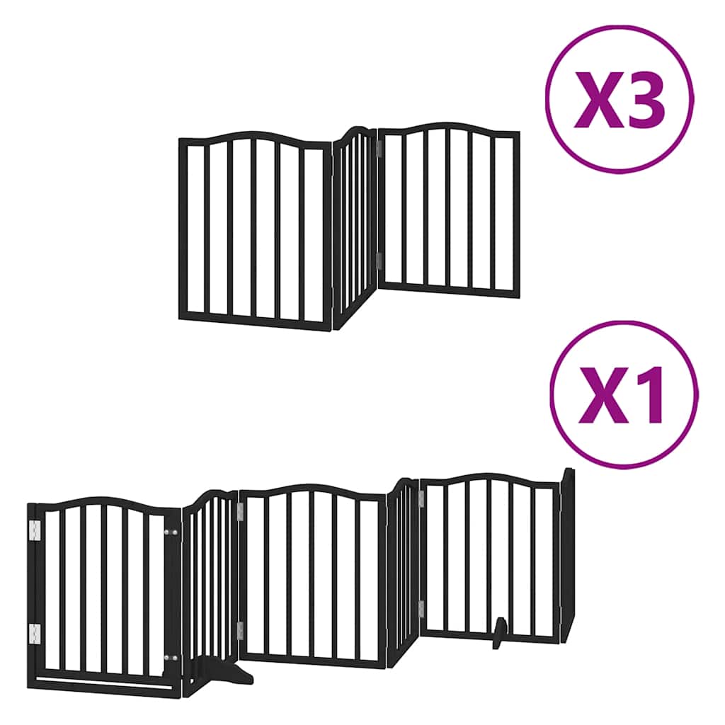 Kokkupandav koeravärav uksega, 15 paneeli, must 750 cm, pappel