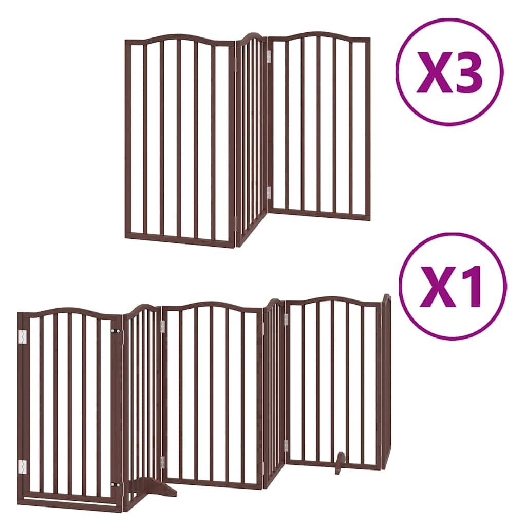 Kokkupandav koeravärav uksega, 15 paneeli, pruun 750 cm, pappel