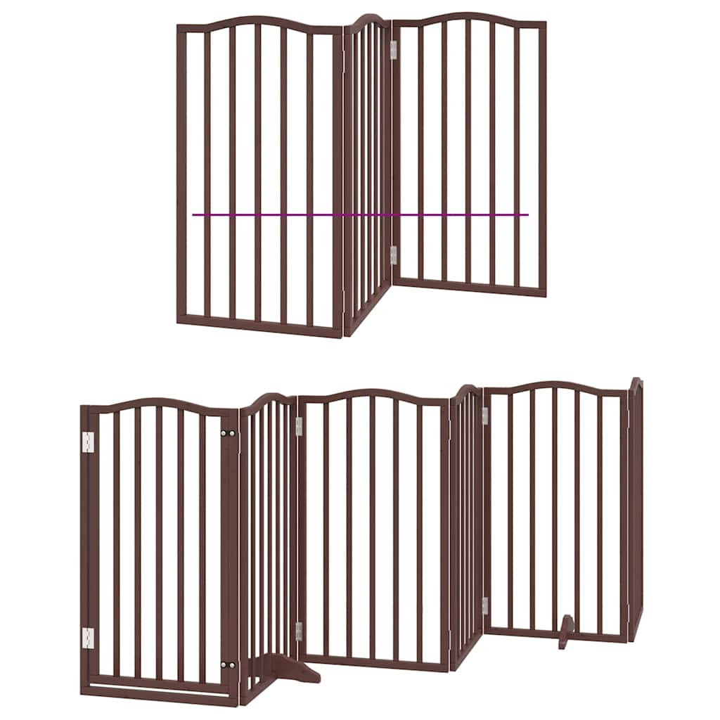 Kokkupandav koeravärav uksega, 15 paneeli, pruun 750 cm, pappel