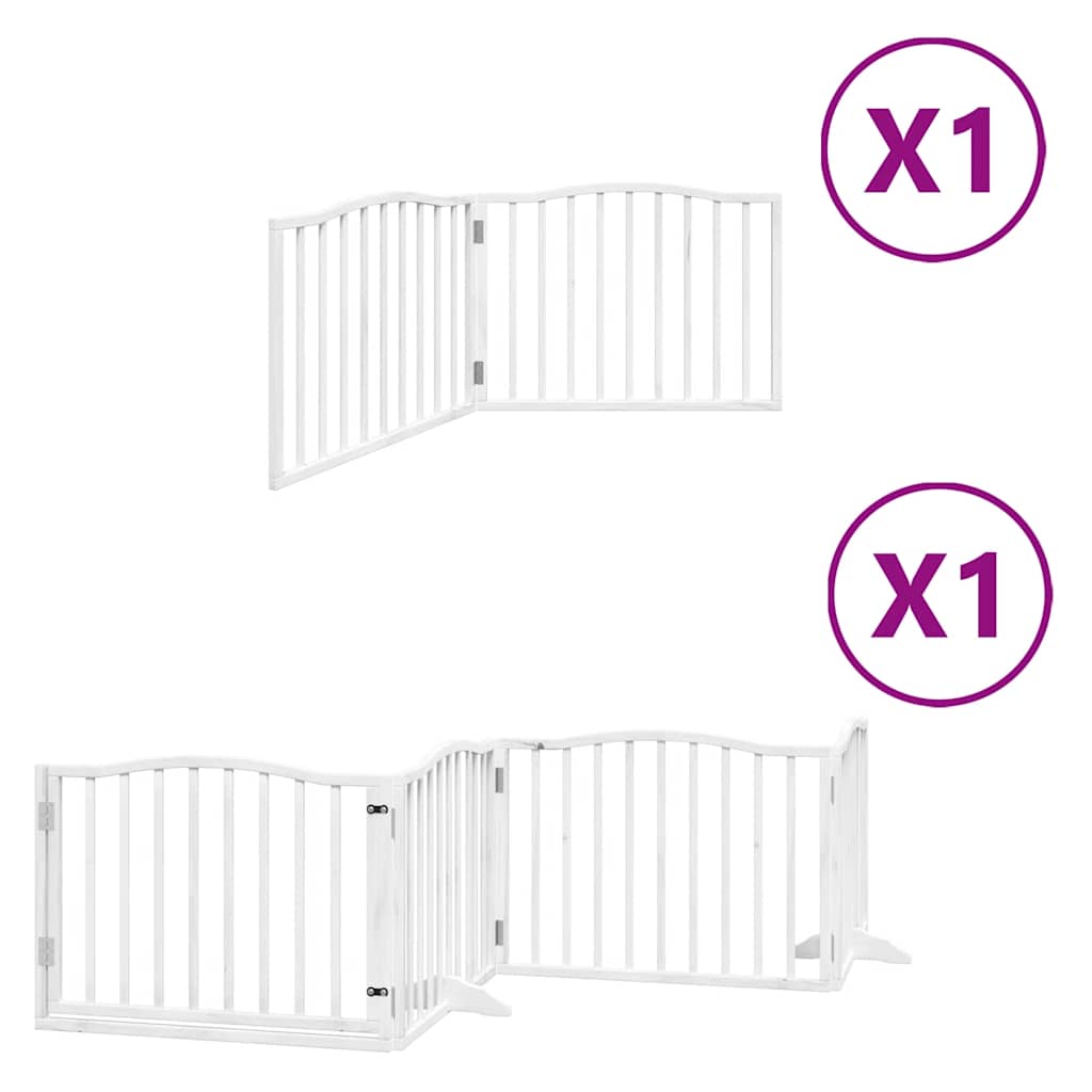 Kokkupandav koeravärav uksega, 6 paneeli, valge 480 cm, pappel