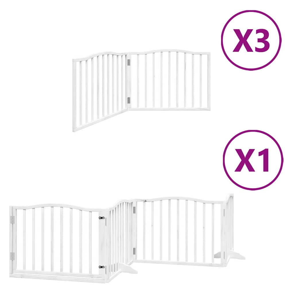 Kokkupandav koeravärav uksega, 10 paneeli, valge 800 cm, pappel