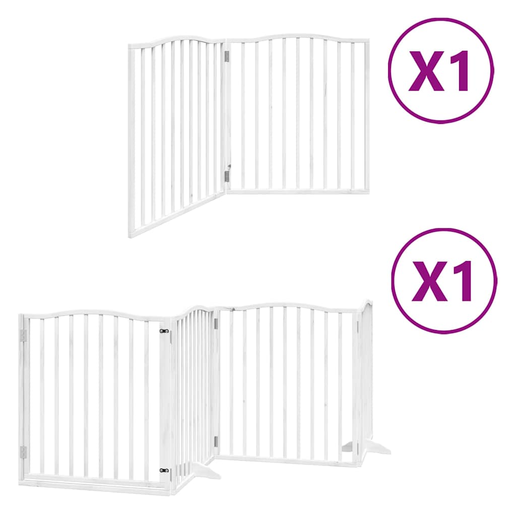 Kokkupandav koeravärav uksega, 6 paneeli, valge 480 cm, pappel