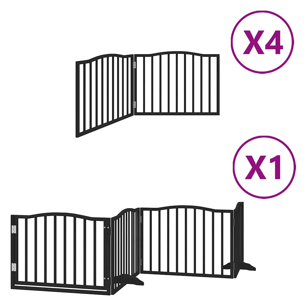 Kokkupandav koeravärav uksega, 12 paneeli, must 960 cm, pappel