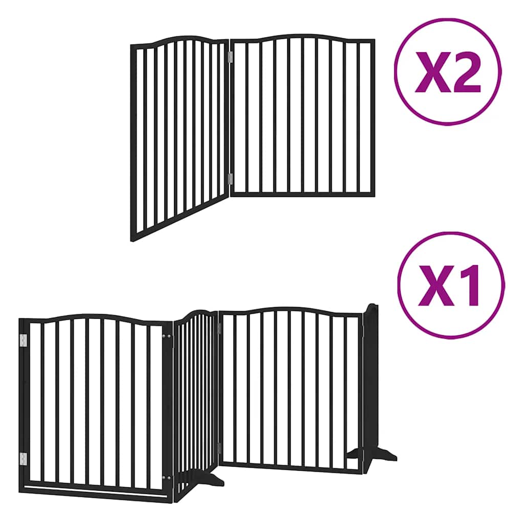 Kokkupandav koeravärav uksega, 8 paneeli, must 640 cm, pappel