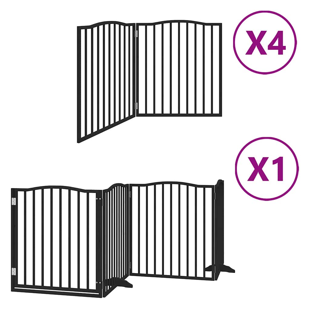 Kokkupandav koeravärav uksega, 12 paneeli, must 960 cm, pappel