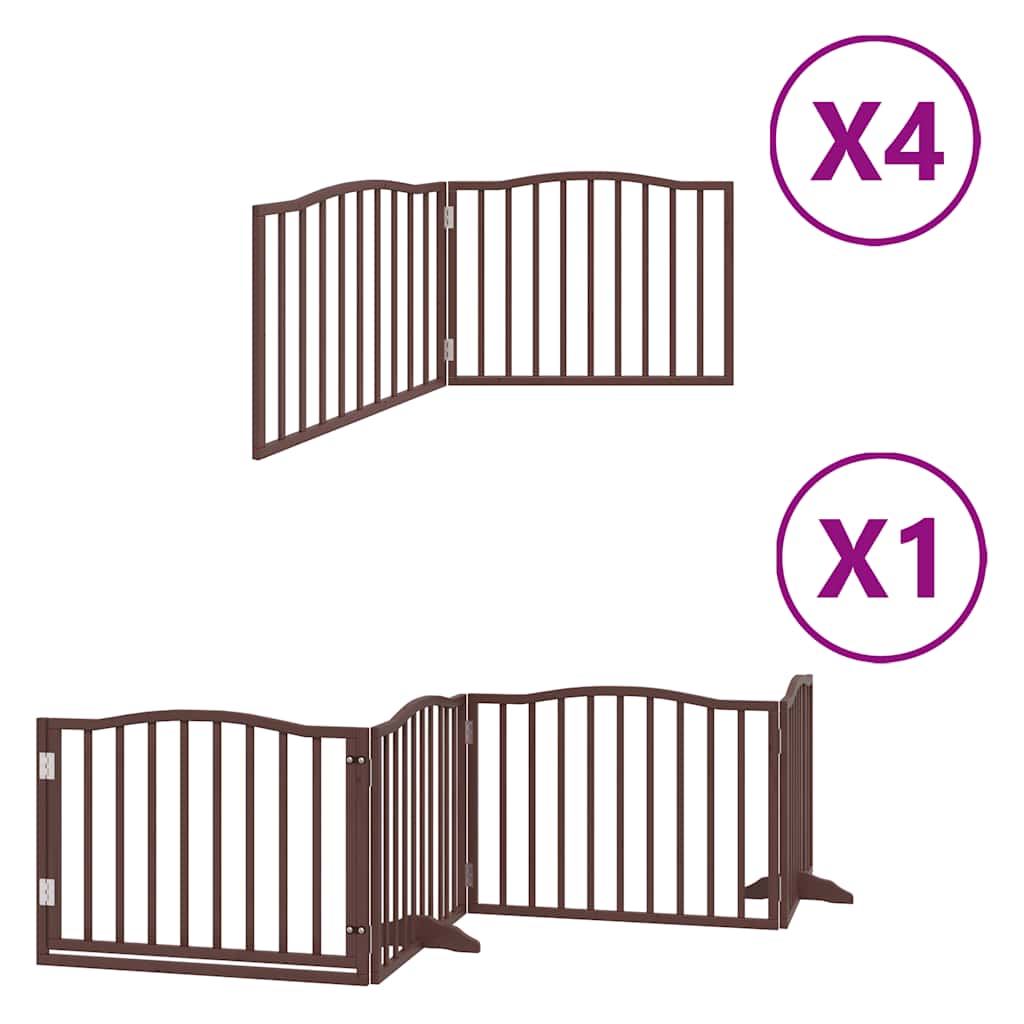 Kokkupandav koeravärav uksega, 12 paneeli, pruun 960 cm, pappel