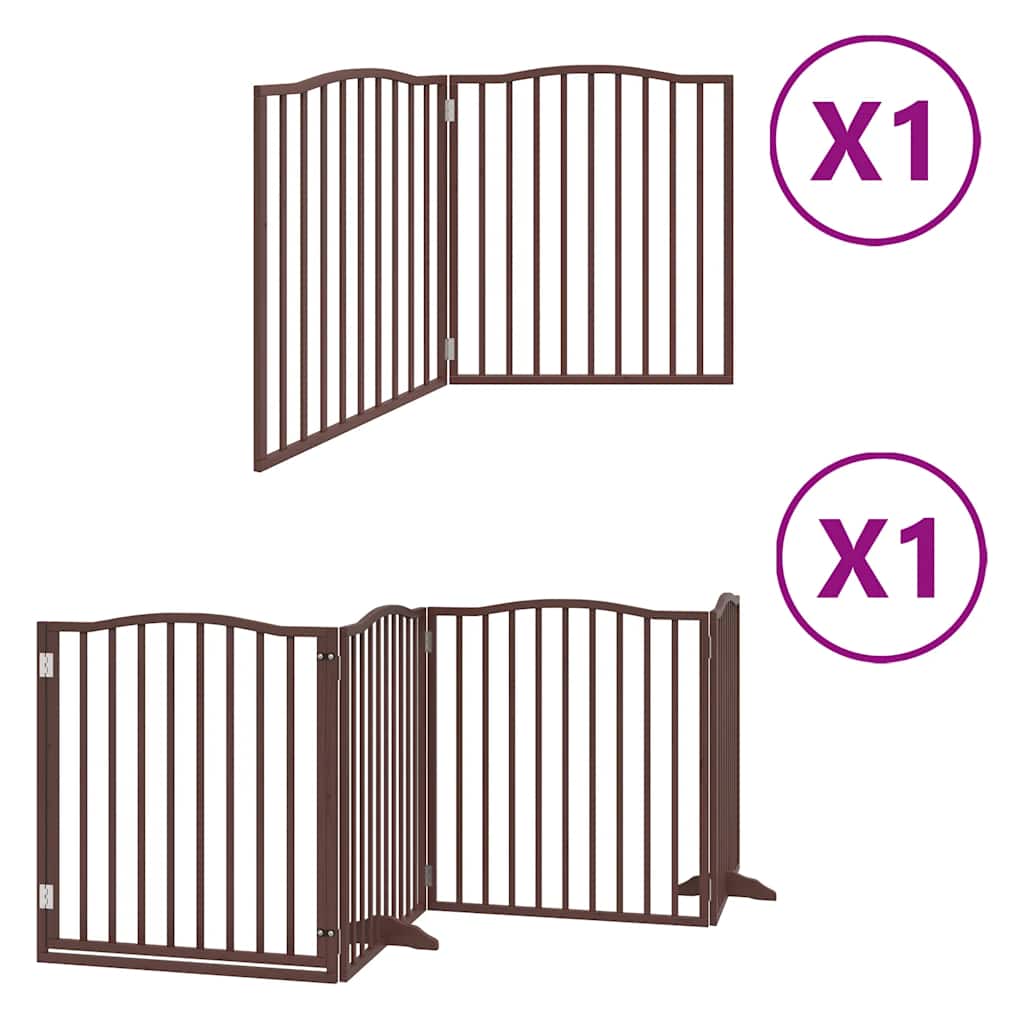Kokkupandav koeravärav uksega, 6 paneeli, pruun 480 cm, pappel