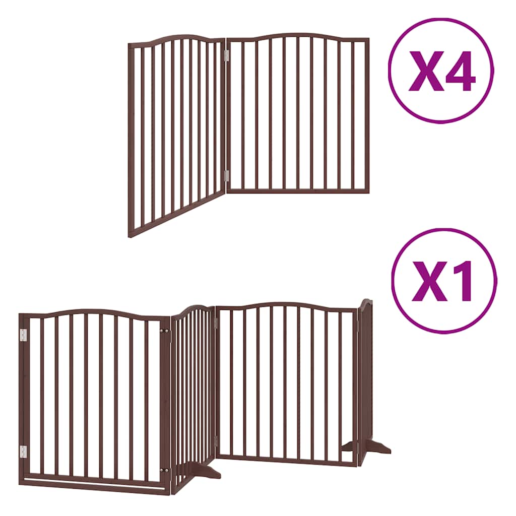 Kokkupandav koeravärav uksega, 12 paneeli, pruun 960 cm, pappel