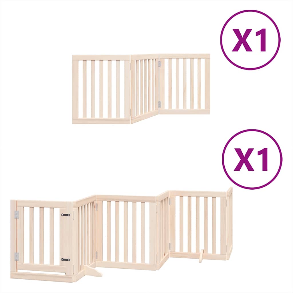 Kokkupandav koeravärav uksega, 9 paneeli, 450 cm, paplipuit