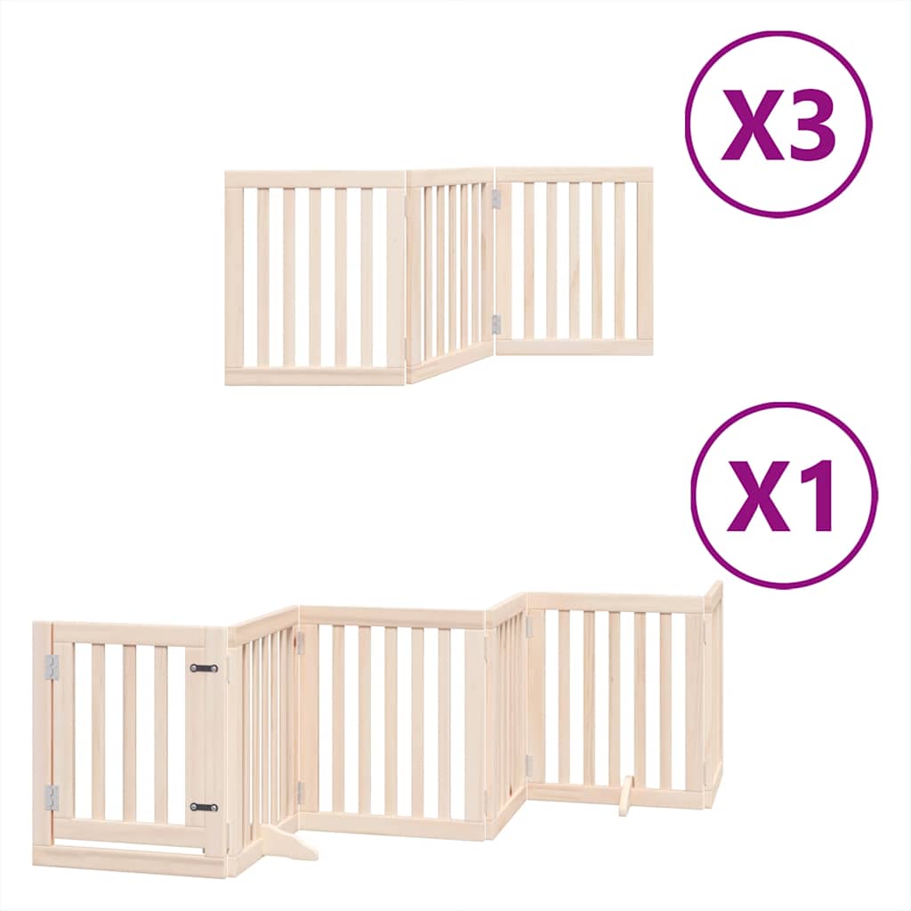 Kokkupandav koeravärav uksega, 15 paneeli, 750 cm, paplipuit