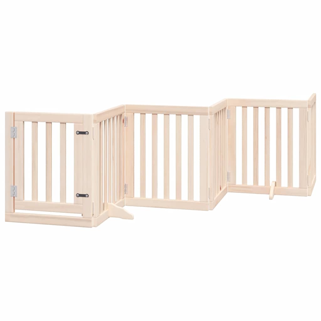 Kokkupandav koeravärav uksega, 15 paneeli, 750 cm, paplipuit