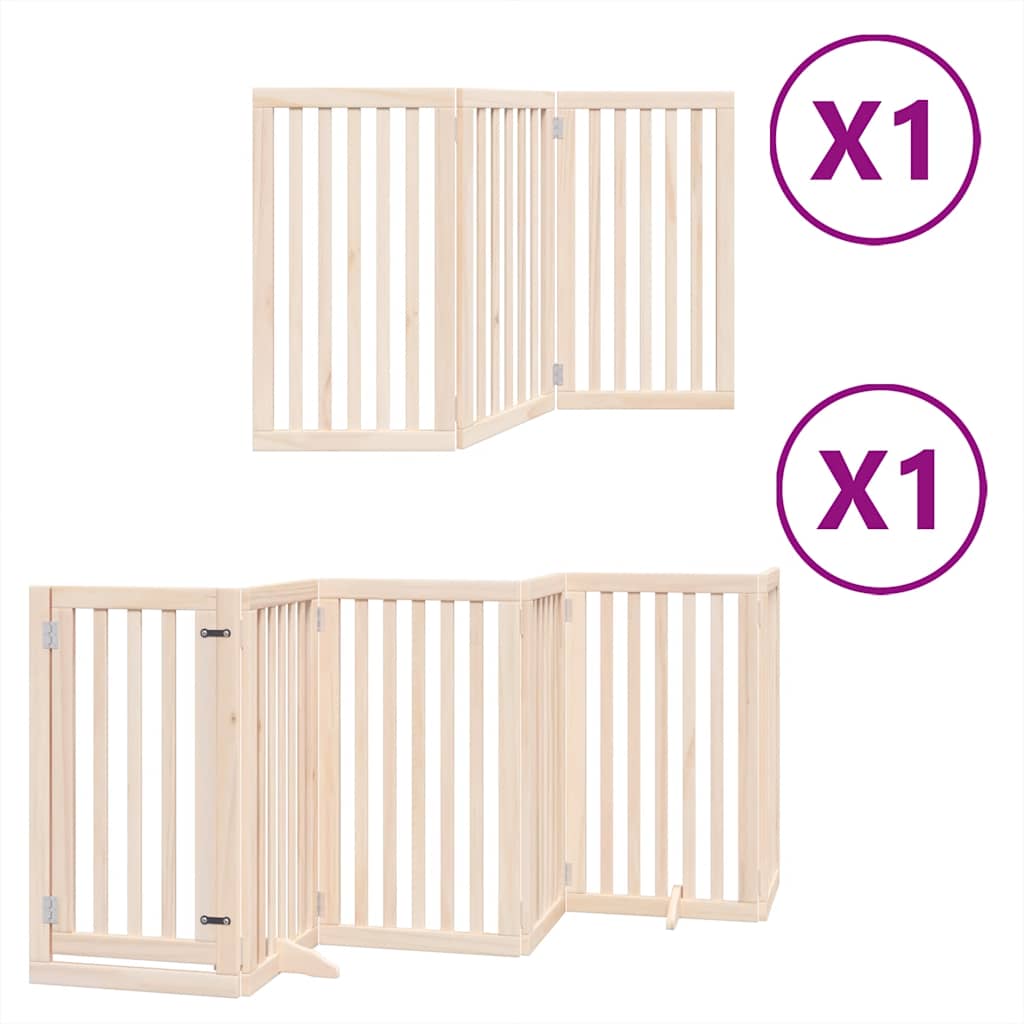 Kokkupandav koeravärav uksega, 9 paneeli, 450 cm, paplipuit