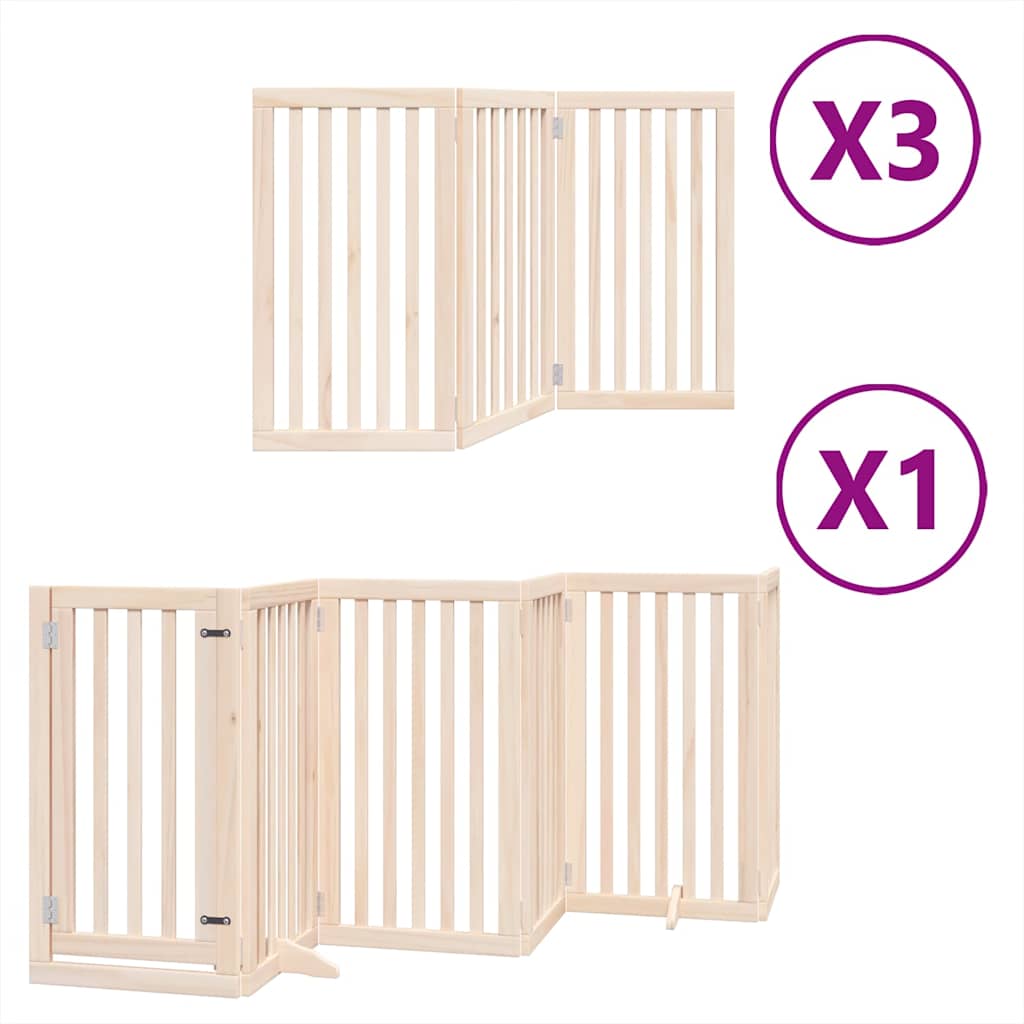 Kokkupandav koeravärav uksega, 15 paneeli, 750 cm, paplipuit