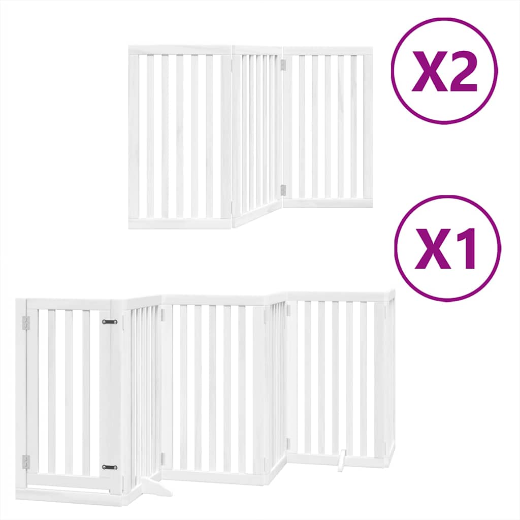 Kokkupandav koeravärav uksega, 12 paneeli, valge 600 cm, pappel