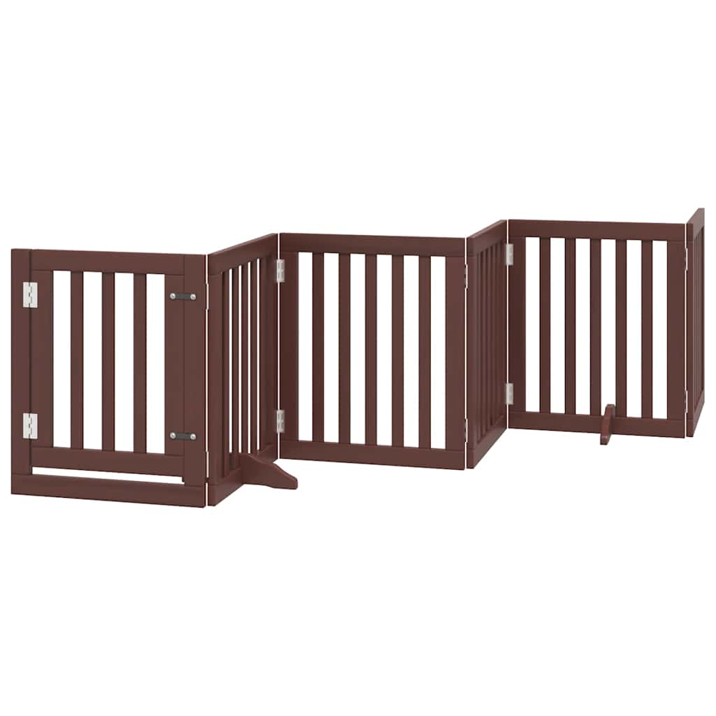 Kokkupandav koeravärav uksega, 15 paneeli, pruun 750 cm, pappel