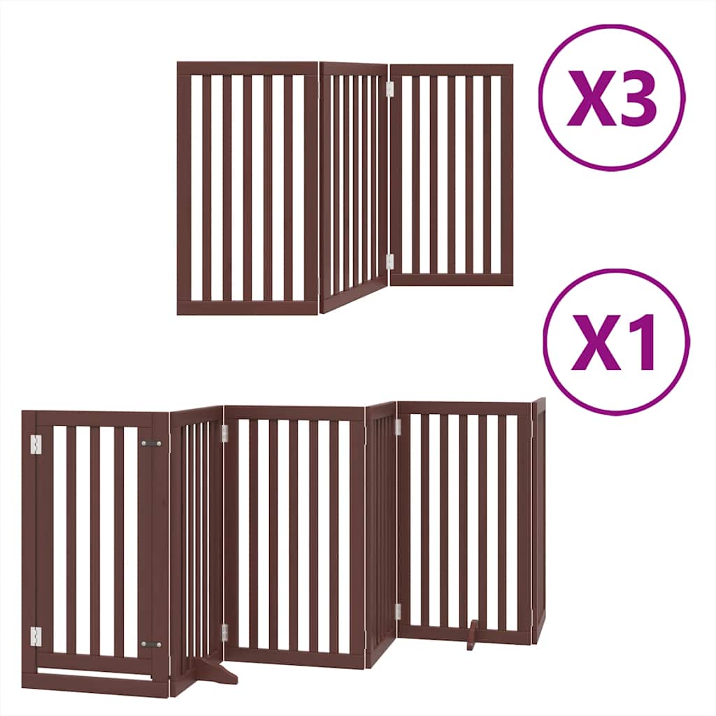 Kokkupandav koeravärav uksega, 15 paneeli, pruun 750 cm, pappel