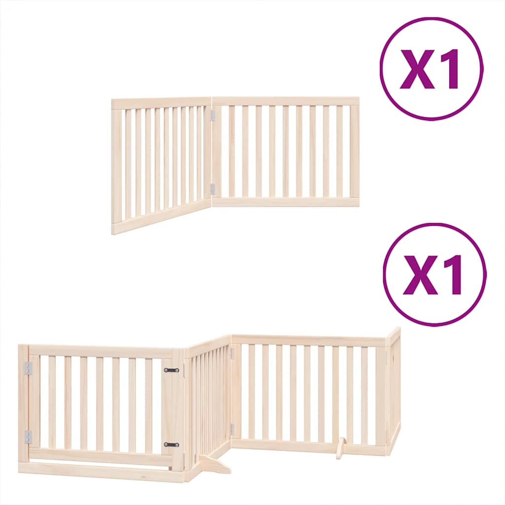 Kokkupandav koeravärav uksega, 6 paneeli, 480 cm, paplipuit
