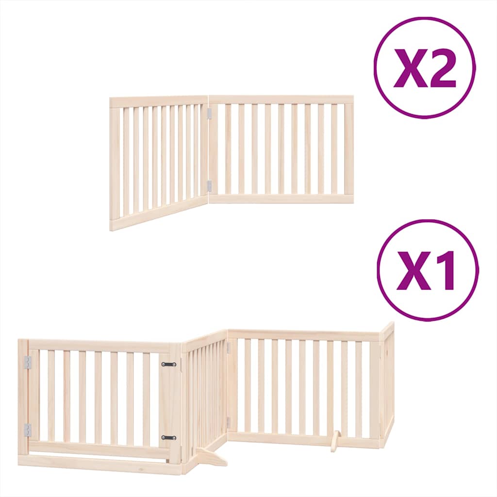 Kokkupandav koeravärav uksega, 8 paneeli, 640 cm, paplipuit