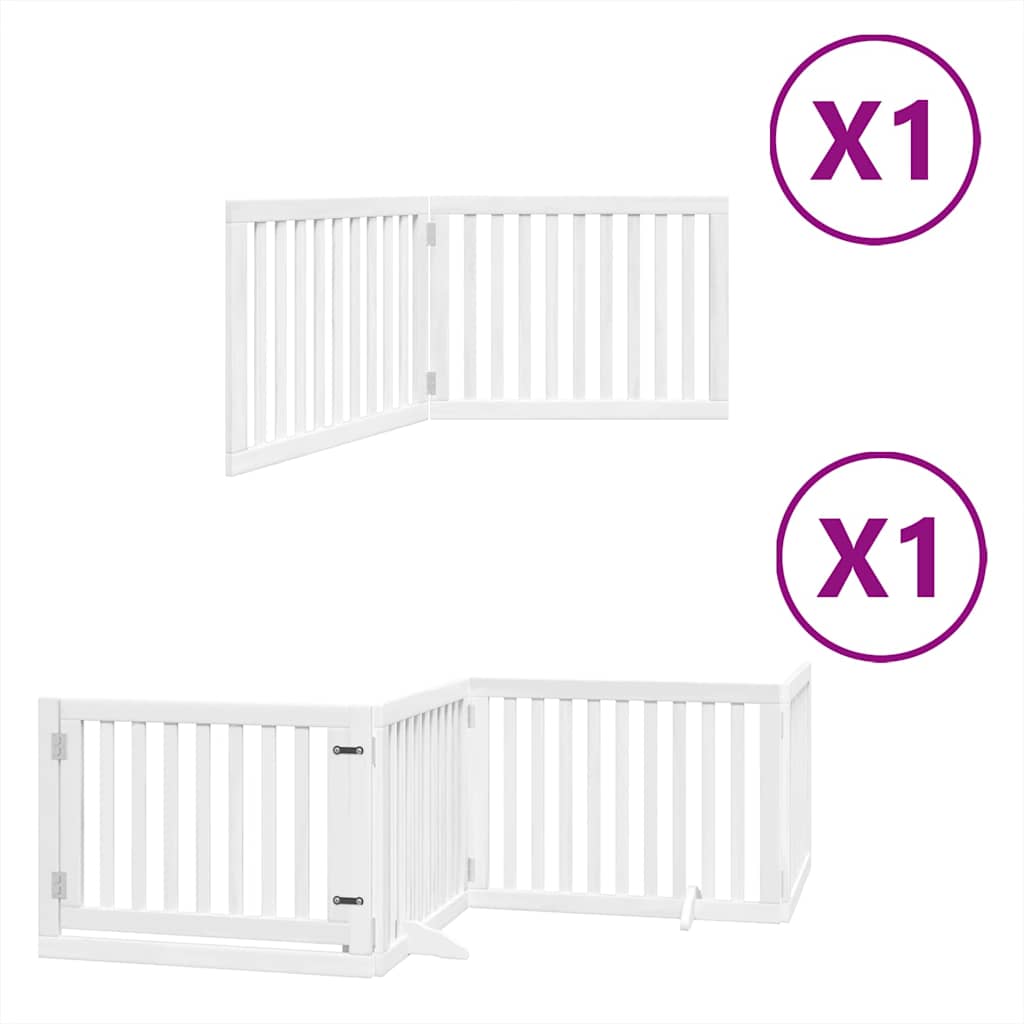 Kokkupandav koeravärav uksega, 6 paneeli, valge 480 cm, pappel
