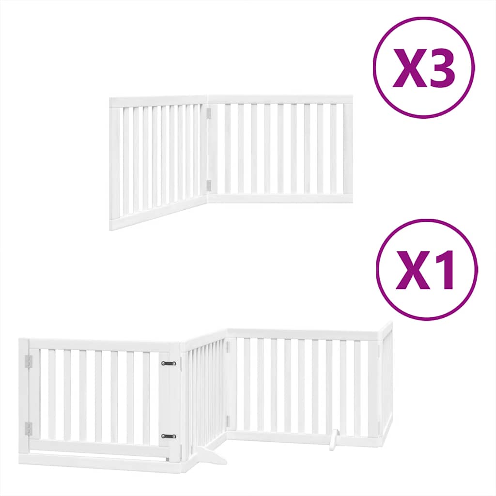 Kokkupandav koeravärav uksega, 10 paneeli, valge 800 cm, pappel