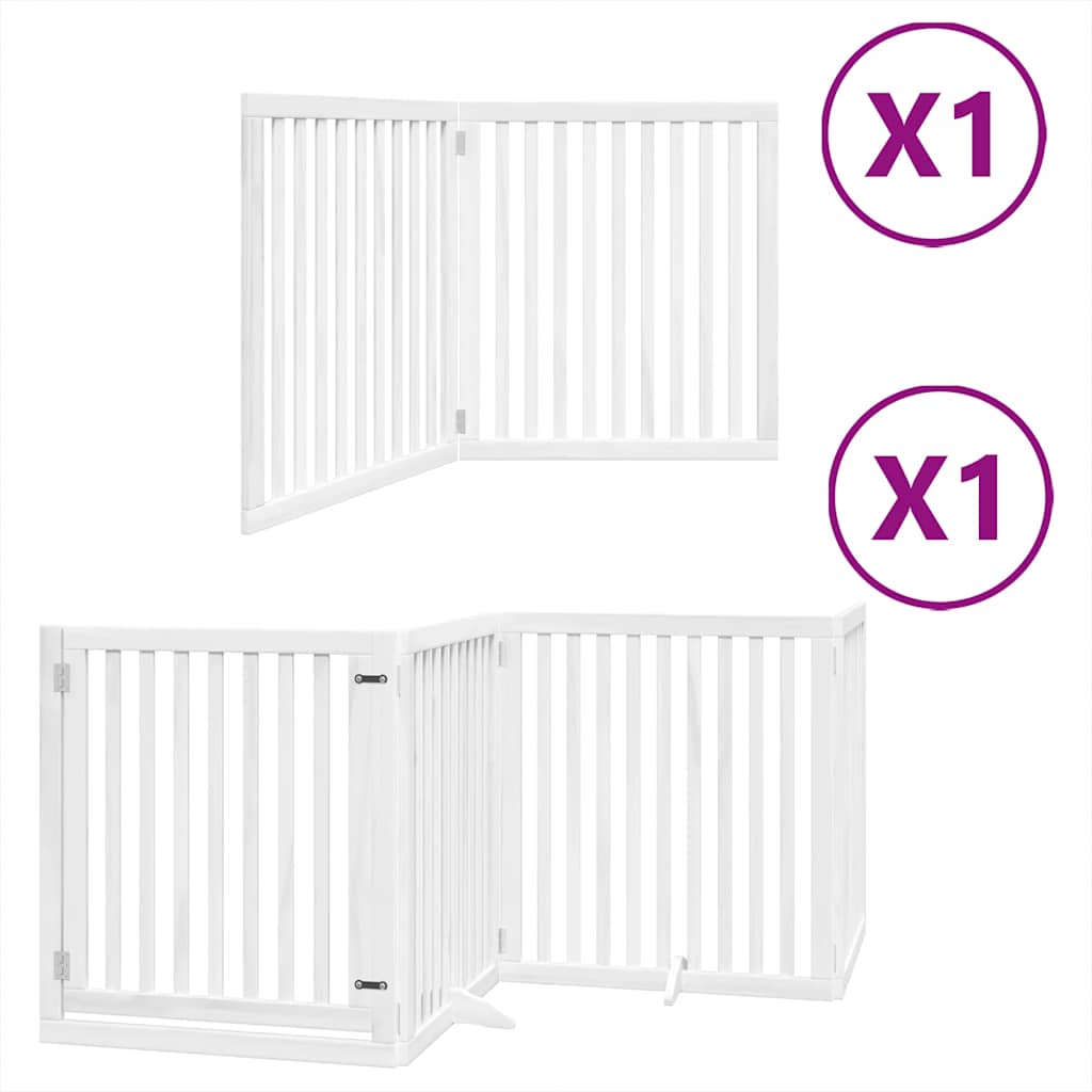 Kokkupandav koeravärav uksega, 6 paneeli, valge 480 cm, pappel